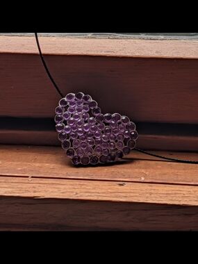 Purple Crystal Heart Pendant Necklace